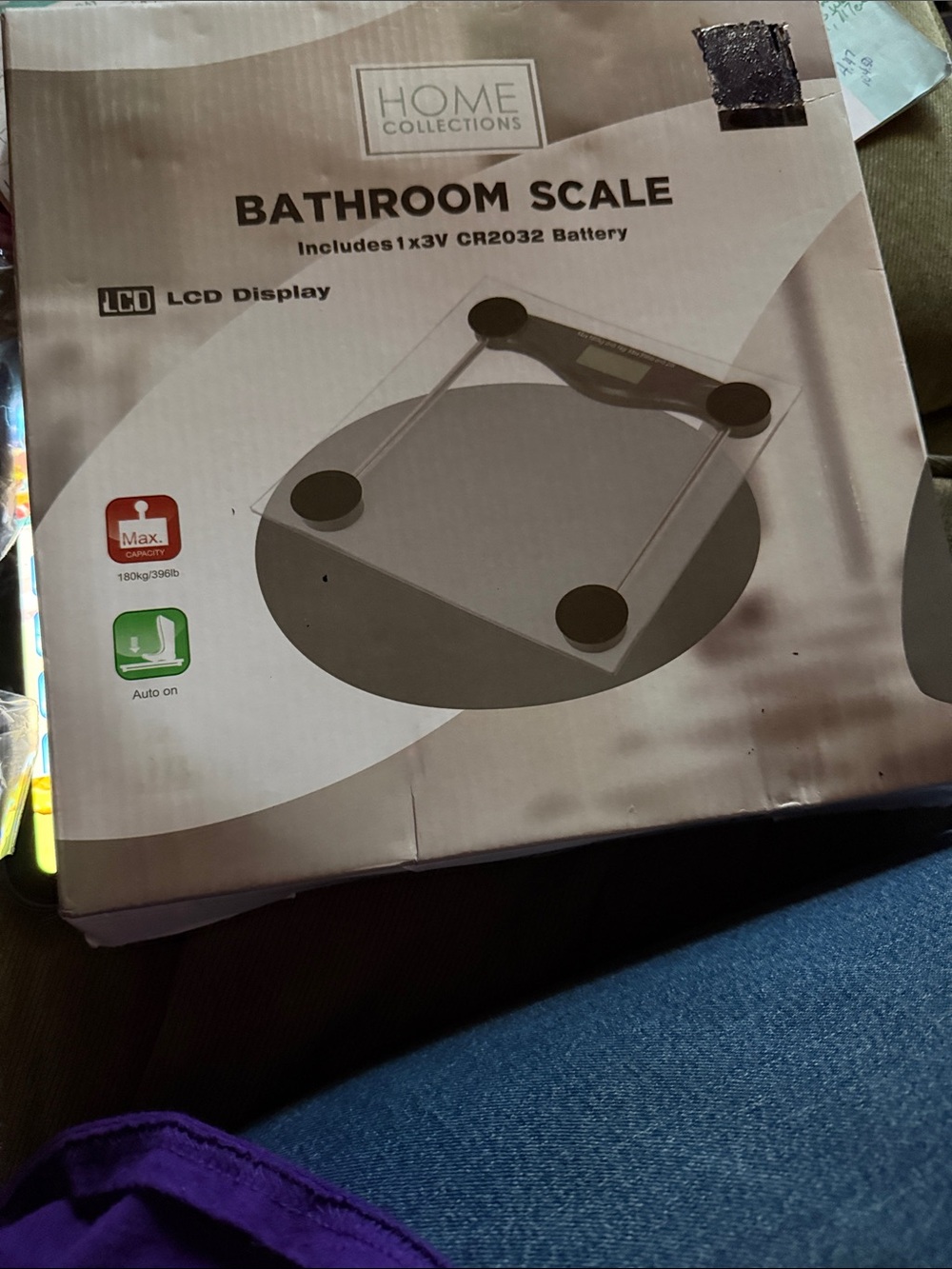 Home Collection Glass Bathroom Scale - Silver and Black